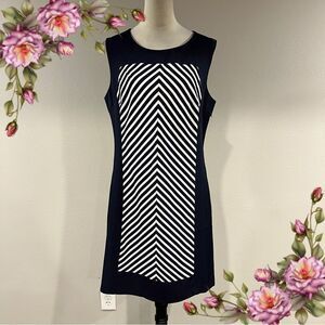 Navy and White Striped Sleeveless Dress size 12